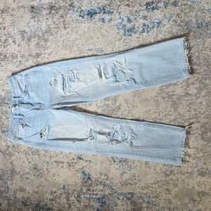Vervet Size 24 Light Wash Super High Waist Distressed Crop Straight Denim Jeans